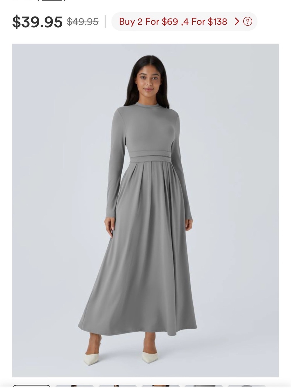 HALARA Long Sleeve Maxi Dress in Gray